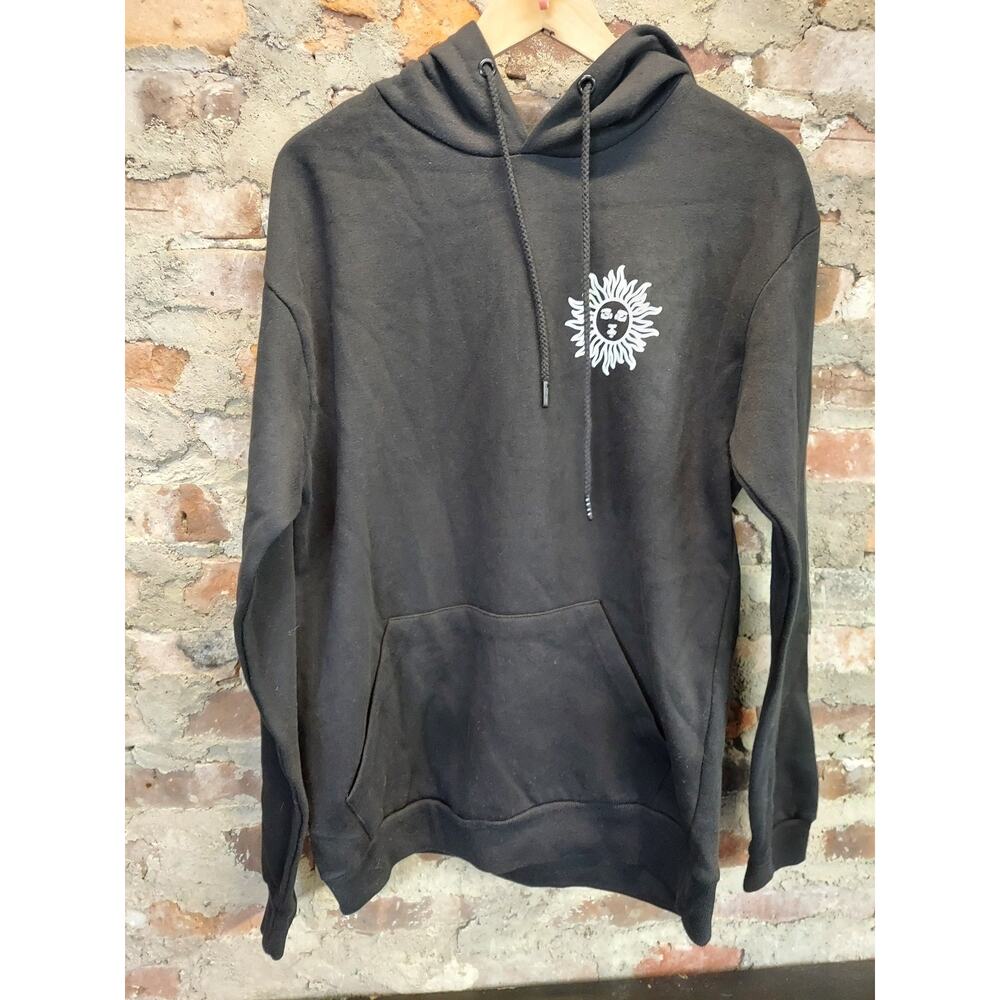 Call Your Mother Unisex Hoodie M Black Graphic Print Pullover Celestial Skeleton